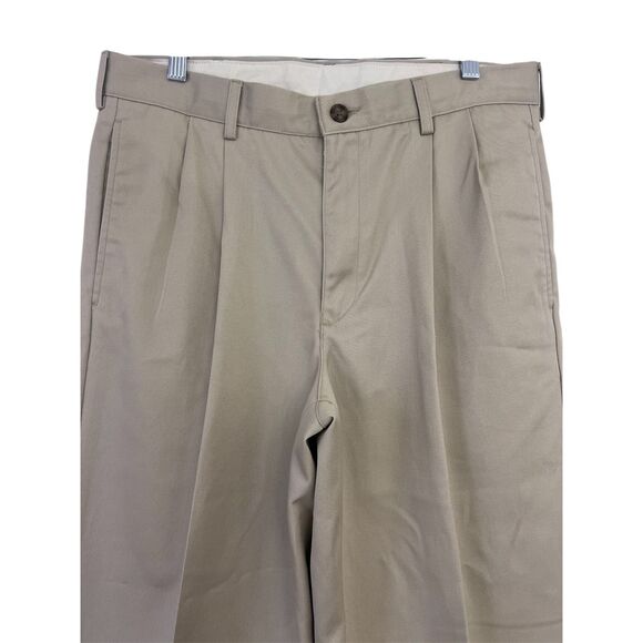Men's LL BEAN Double L Classic Fit Pleated Khaki Chinos Pants Size 33W 34L - Picture 6 of 7